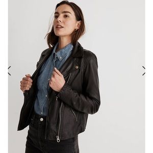 Madewell Washed Leather Motorcycle Jacket: Brass Hardware Edition